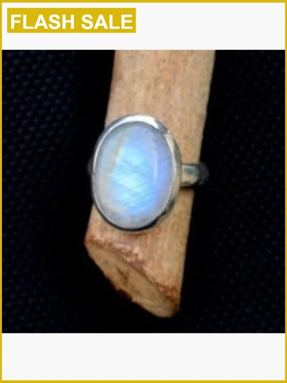925 Sterling Silver Moonstone Ring Oval Rainbow Gemstone Solitaire Size 8.5